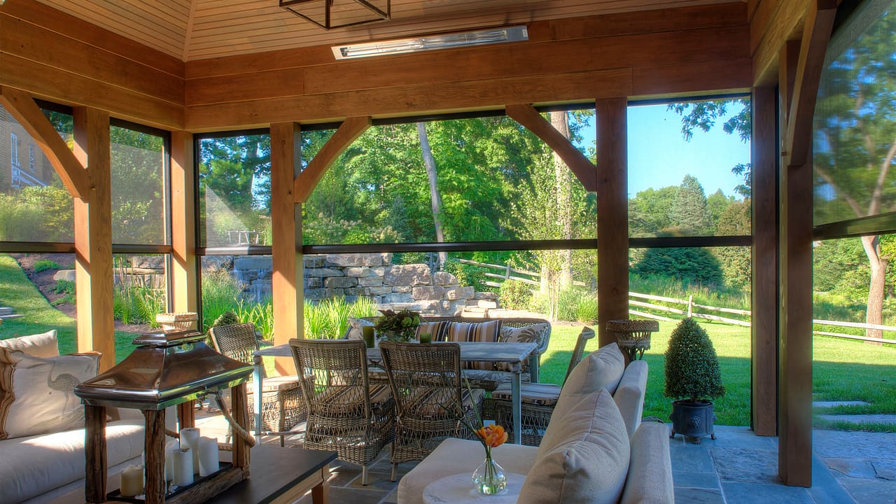 Insect screens enclosing an outdoor living space
