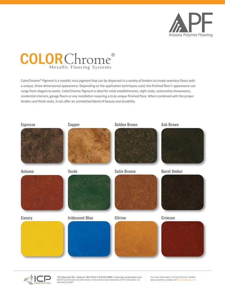 APF Metallics concrete color chart