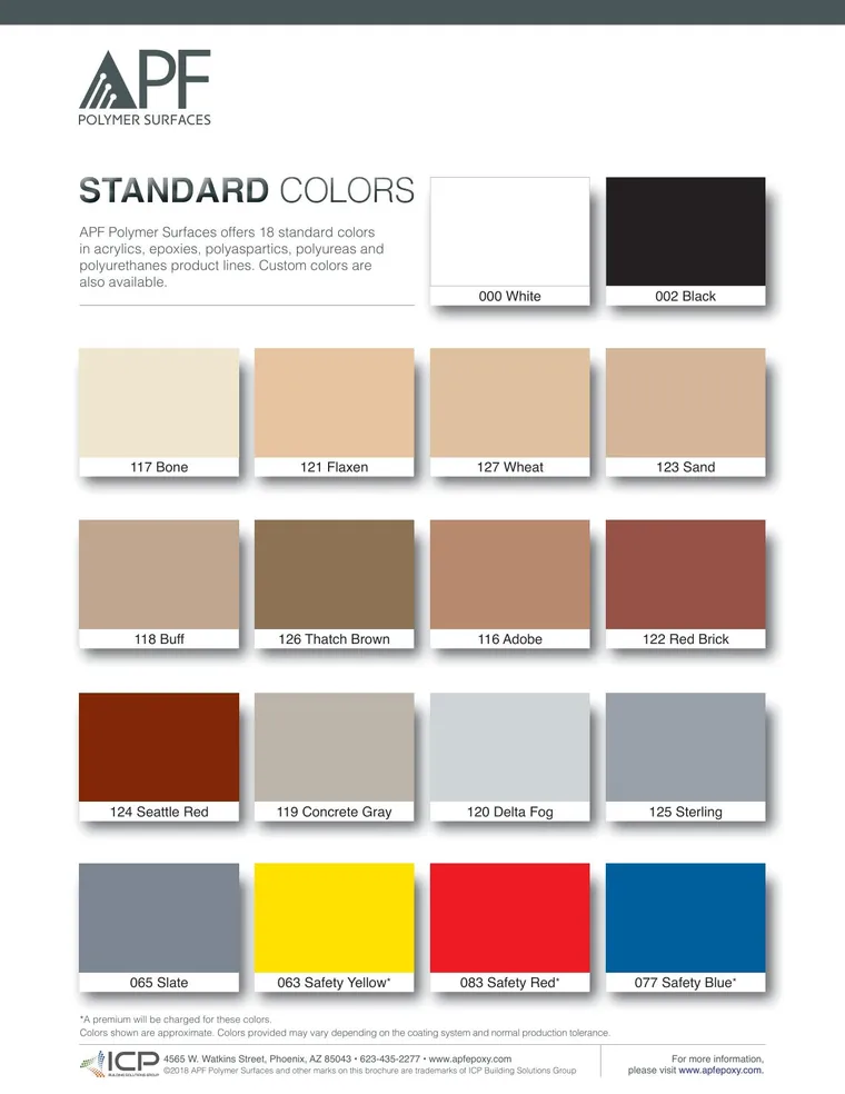 APF Standard concrete color chart