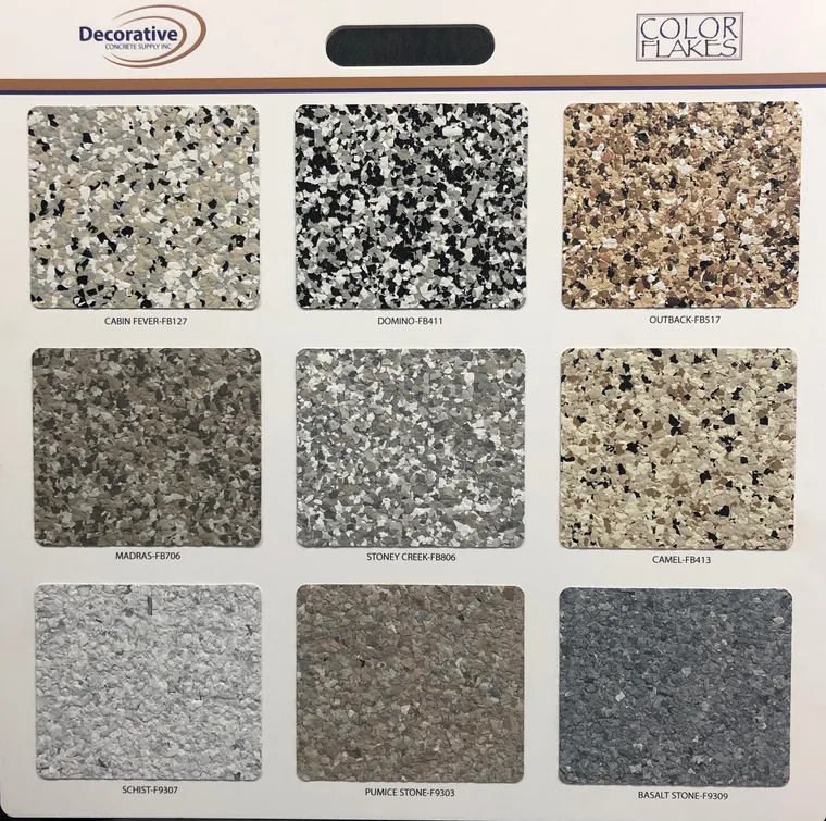 Color Flake concrete color chart