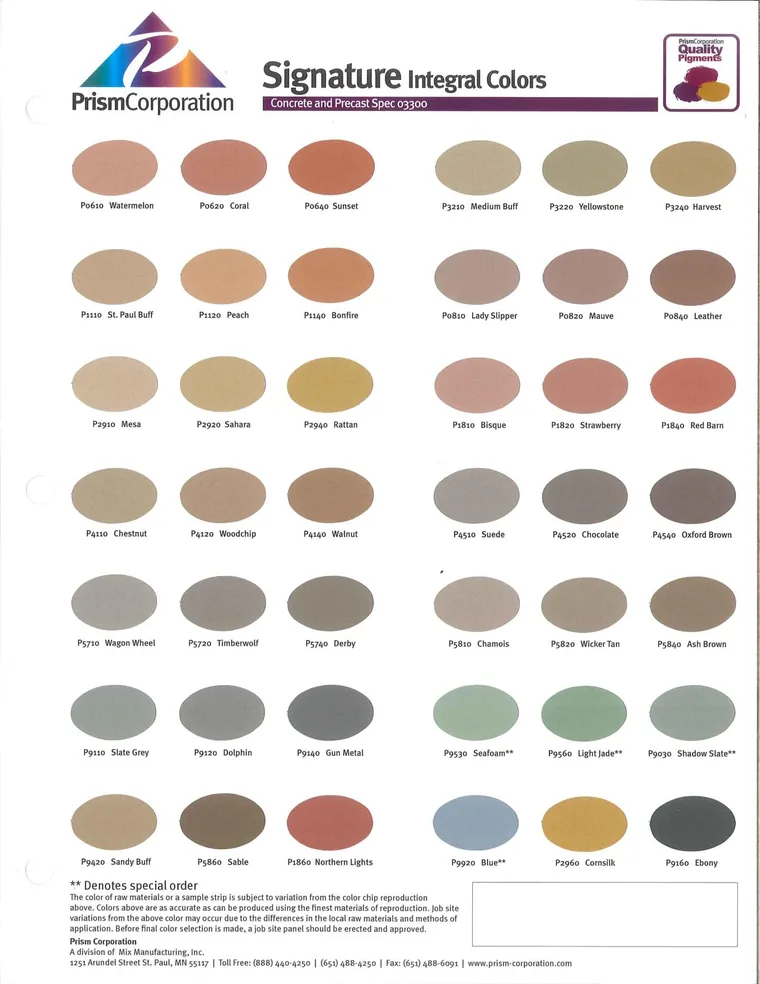 Signature concrete color chart