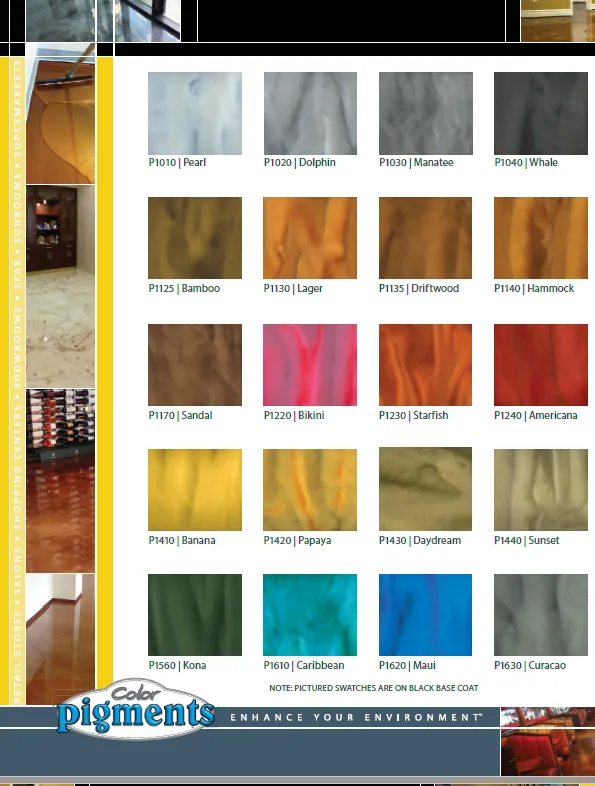 Torginol Metallics concrete color chart