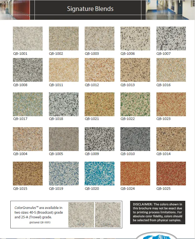 Torginol Quartz concrete color chart
