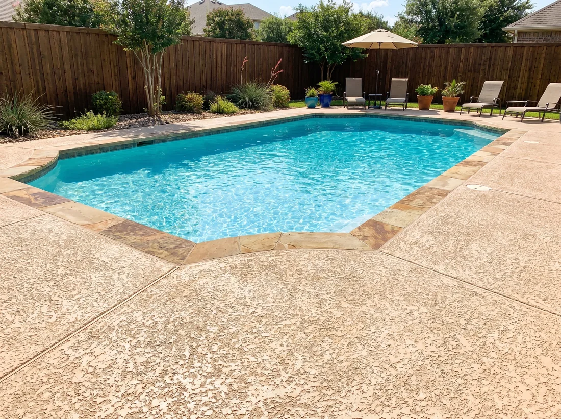 Textured cool-deck spray coating around a pool deck in DFW — CertiPro project