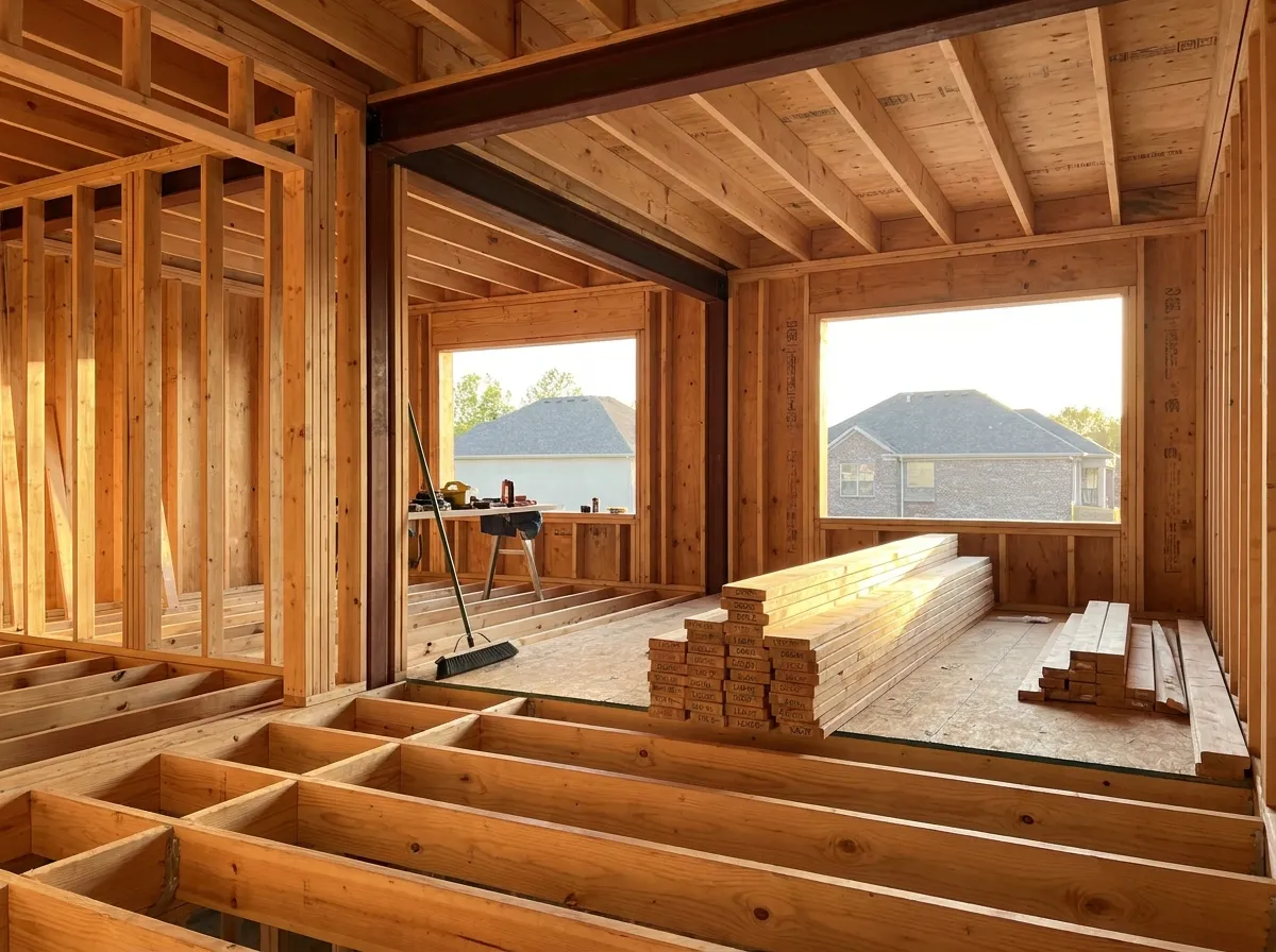 Interior renovation in progress showing clean structural framing by CertiPro general contractors in Fort Worth